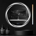 Miroir de salle de bain zmh avec �clairage - miroir mural rond 60cm led ip44 miroir de salle de bain ...
