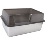 Zoternen - bac  litire anti - claboussures en acier inoxydable, grand, ouvert, haut, avec pelle, noir ...