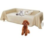 Zoternen - housse de canap� en chenille souple pour chiens, protection de meubles lavable avec pompons ...