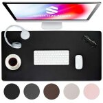 Zvd 1pc sous - main en cuir pu 80x40cm - noir - bords cousus - grand - tapis de souris xxl - tapis de ...