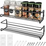 Zvd - 2 pcs etagere a epices murale, porte epices cuisine avec crochets autocollants et vis, sans percage, ...