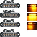 Zvd - 4 pcs 6 led orange feu de freinage stroboscopique, 12v 24v barre lumineuse led pour offroad v�hicule ...