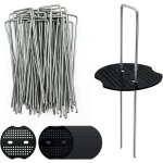 Zvd - 40 piquet de fixation toile de paillage avec 40 rondelles sardine, 15 cm piquets de jardin en u ...