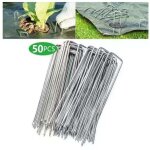 Zvd - lot de 50 piquets de fixation en acier galvanis� pour b�che anti - mauvaises herbes - 200x40mm ...