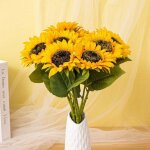 Zvd - 6 pi�ces longue tige artifici tournesols tournesol fleur de soie pour ext�rieur maison mariage ...
