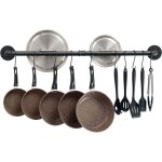 Zvd - barre de cuisine industri, support de casseroles mural de 100 cm, support de casseroles en acier ...