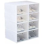 Zvd (blanc) 8 pices empilable bote  chaussures, femmes hommes en plastique transparent chaussures ...