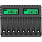 Zvd - chargeur de batterie �cran lcd chargeurs intelligents intelligents � 8 emplacements pour piles ...