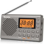 Zvd - gris)radio portable am / fm / ondes courtes, radios de poche � piles, grand �cran num�rique, radio ...