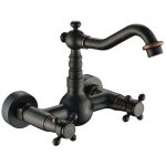 Zvd - mitigeur de cuisine antique inspir�e robinet de cuisine - fixation murale, vieux laiton (noir)