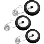 Zvd noir - lot de 3 bouchons d'�vier en caoutchouc avec cha�ne � boules 40mm / 43mm / 50mm bouchons d'�vier ...