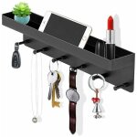 Zvd - porte - cls mural, cintre avec 6 crochets muraux pour cls, cintre mural noir mat