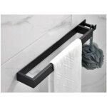 Zvd porte - serviettes sans per�age noir mat - porte - serviettes en bande inox 304 - avec crochet - ...