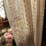Zvd - rideaux am�ricains en chanvre de coton, voilage crochet creux beige 150x150cm (59x59inch) pour ...