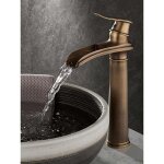 Zvd - robinet cascade lavabo noir, haut mitigeur vasque � poser salle de bain, mitigeur cascade, mitigeur ...
