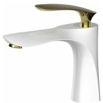 Zvd - robinet de lavabo de salle de bain au fini blanc mitigeur chrom� dor� lavabo � montage sur pont ...