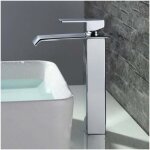Zvd - robinet salle de bain cascade mitigeur de lavabo bec haut robinetterie pour vasque chrom� design ...