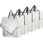 Zvd - sac de rangement transparent en lot de 4, grand sac demenagement xxl 60x60cm avec poign�e de transport, ...