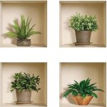 Zvd - stickers adh�sifs 3d, sticker mural autocollant petits palmiers - stickers muraux chambre adulte ...