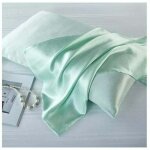 Zvd - taie d'oreiller en soie de m�rier naturelle, soie, vert clair, standard 50x75cm