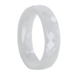 Bague anneau large cramique blanche facette - 6mm - taille 54