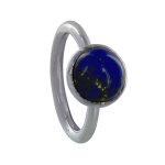 Les poulettes bijoux - bague argent 925 demi sph�re de lapis lazuli