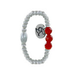 Bague argent 925 elastique bille et trois perles de cornaline facette