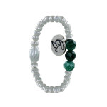 Les poulettes bijoux - bague argent 925 elastique bille et trois perles de malachite