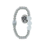 Bague argent 925 elastique bille et trois perles de pierre de lune facette - taille