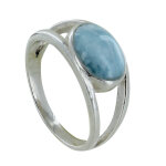 Bague argent 925 ovale de larimar et d'argent Bague argent 925 ovale de larimar et d'argent