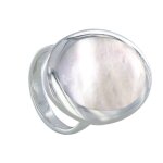 Les poulettes bijoux - bague argent 925 ovale miroir en nacre - taille 64