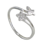 Bague argent 925 papillon et etoile de strass - taille 56