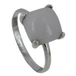 Bague argent 925 pavé carré d'agate blanche - taille 52 Bague argent 925 pavé carré d'agate blanche - taille 52