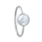 Les poulettes bijoux - bague argent 925 petit rond de nacre ivoire - taille 58