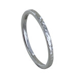 Les poulettes bijoux - bague argent 925 rhodi� alliance fine martel�e - taille 54