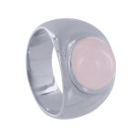 Bague argent 925 rhodié large demi perle de quartz rose - taille 58 Bague argent 925 rhodié large demi perle de quartz rose - taille 58