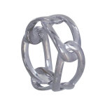 Les poulettes bijoux - bague argent 925 rhodi� maillons ovales entrelac�s - taille 54