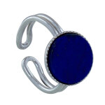Les poulettes bijoux - bague argent 925 rond dentel� de lapis lazuli - taille 52
