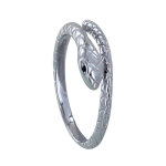 Bague argent 925 serpent fin strass noir - taille 58 Bague argent 925 serpent fin strass noir - taille 58