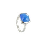 Les poulettes bijoux - bague argent 925 et son carr� oeil de chat facet�e bleu - tai
