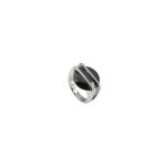 Bague argent 925 soucoupe noire en zirconium - taille 58