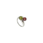 Bague argent 925 toi et moi rouge et verte - taille 56 Bague argent 925 toi et moi rouge et verte - taille 56