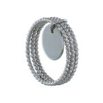 Bague argent 925 triples anneaux billes et mdaille ronde