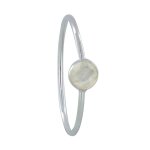 Les poulettes bijoux - bague argent petit rond facett� de pierre de lune - taille 50