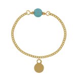 Bague chaine plaqu or perle facette d'amazonite