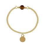 Les poulettes bijoux - bague chaine plaqu� or perle facett�e d'oeil de tigre - taill