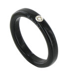 Bague diamant blanc résine noire et argent 925 - taille 58 Bague diamant blanc résine noire et argent 925 - taille 58
