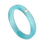 Les poulettes bijoux - bague diamant blanc r�sine turquoise et argent