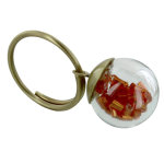 Bague laiton bulle pte de verre et perles - classics - orange