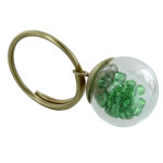 Bague laiton bulle pte de verre et perles - classics - vert